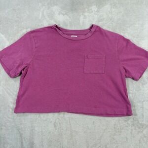 GAP Womens Pink Cotton Short Sleeve Pocket Crop Top T-Shirt Size M